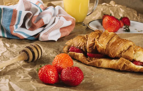 Strawberry, berry, juice, delicious, Croissant