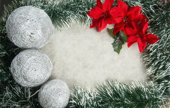 Picture decoration, flowers, balls, New Year, Christmas, Christmas, decoration, Merry