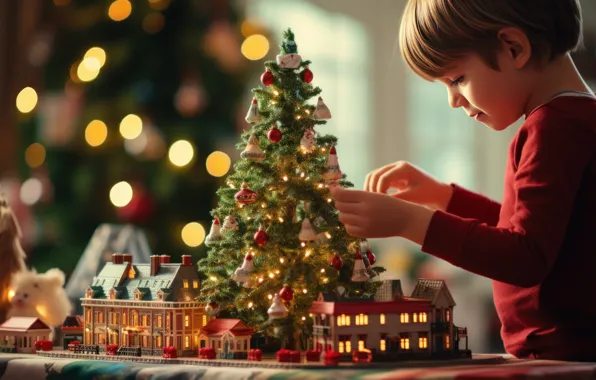 Light, lights, the game, toys, home, boy, Christmas, New year