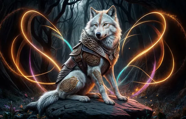 Forest, magic, wolf, armor