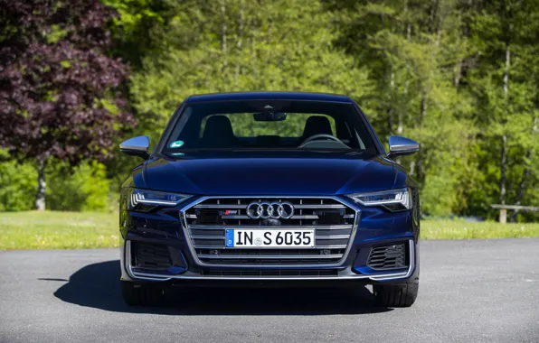 Picture Audi, sedan, front view, dark blue, Audi A6, 2019, Audi S6