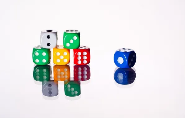 Picture blue, yellow, red, green, reflection, cubes, the game