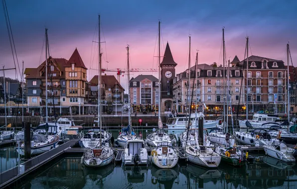 Picture France, building, home, yachts, port, France, harbour, Normandy