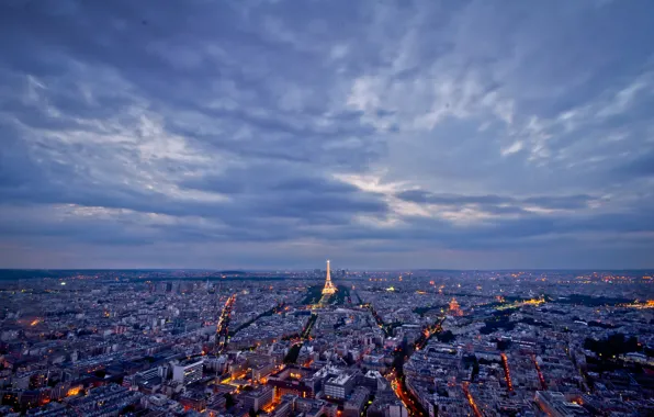 The city, lights, Paris, the evening, the France