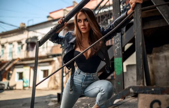 Model, jeans, pose, Vadim Podoprigora