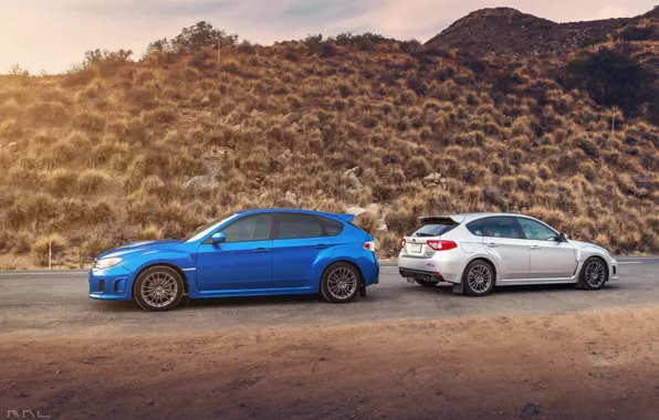 Two, Subaru, Impreza, WRX, grey, STI, Xun
