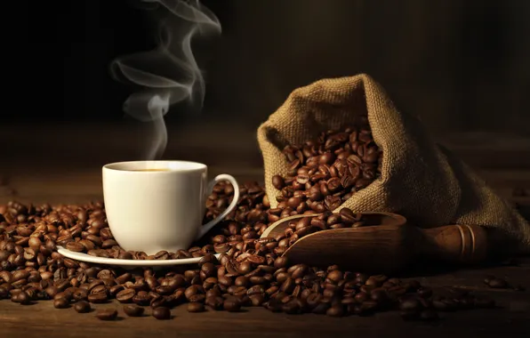 Coffee, Cup, bag, coffee beans, coffee, spoon, Cup, bag