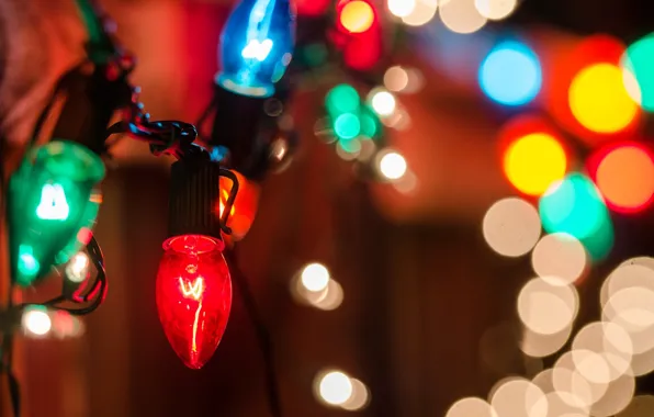 Picture macro, background, holiday, Wallpaper, blur, lights, wallpaper, garland