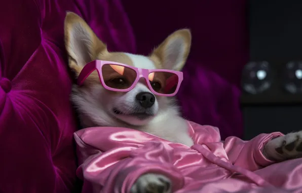 Dog, Glasses, Bathrobe, Creative, Digital art, AI art, The Art of Artificial Intelligence, Neural network
