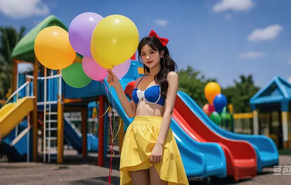 Picture Disney, sexy, long hair, beauty, cute, skirt, amusement park
