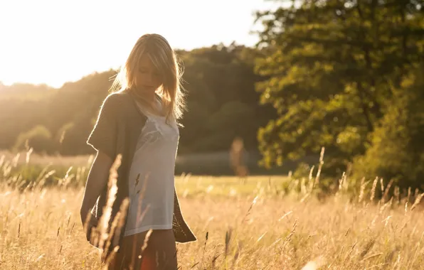 Picture field, girl, blonde