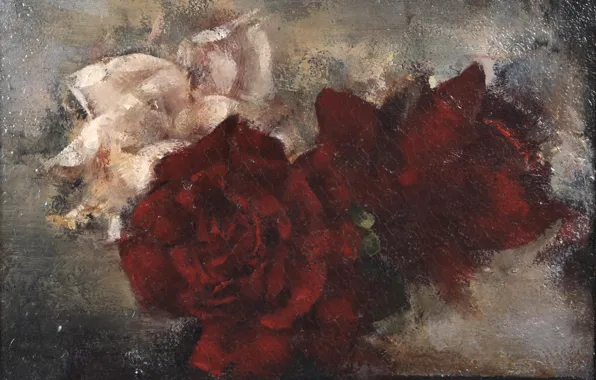 Picture pink, red, three, Grigory Gluck Man, Still life with roses