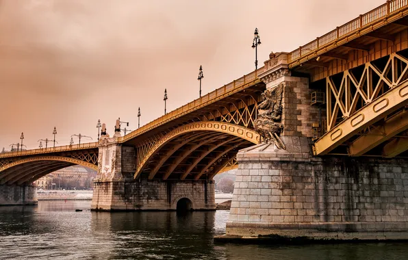Picture river, Hungary, Budapest, The Danube, Budapest, Margit Bridge, Margaret bridge