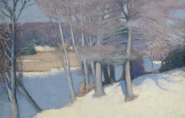 Landscape, picture, Edmund Grisen, Winter Trees