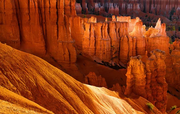 Sunset, mountains, rocks, canyon