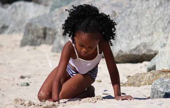 Sand, stones, stay, the game, black woman, hobby