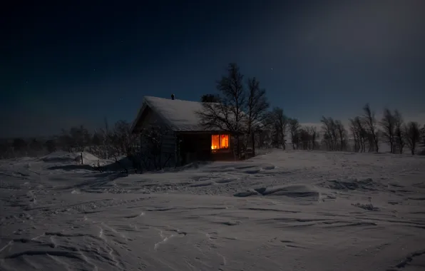 Picture winter, night, house