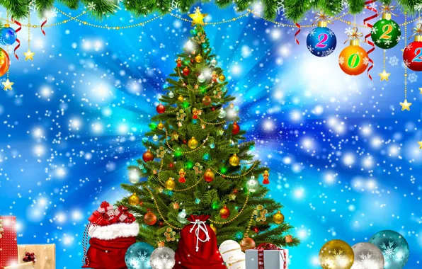 Choinka, Bombki, New Year, 2022, Gifts