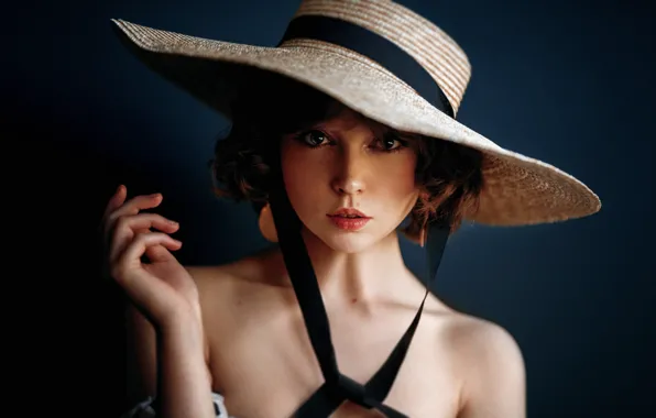 Look, girl, portrait, hat, George Chernyadev, Olga Pushkina, Georgy Chernyadyev, Olya Pushkina