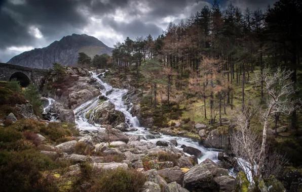 Mountains, stones, stream, river, Welbs