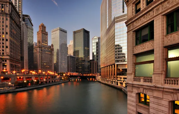 The city, skyscrapers, Chicago, USA, Il, Chicago, Illinois