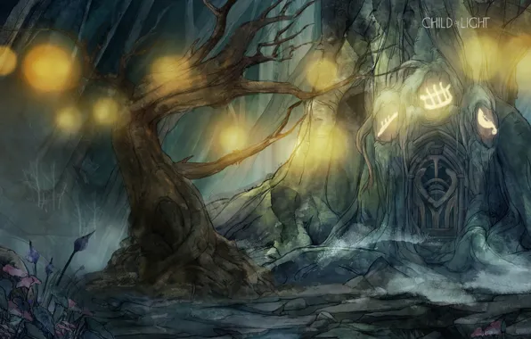 Picture Fantasy, Tree, Wallpaper, Forest, Woods, Door, Child of Light, Glowing