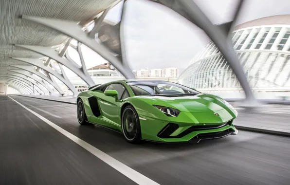 Green, speed, Lamborghini, 2017, Aventador S