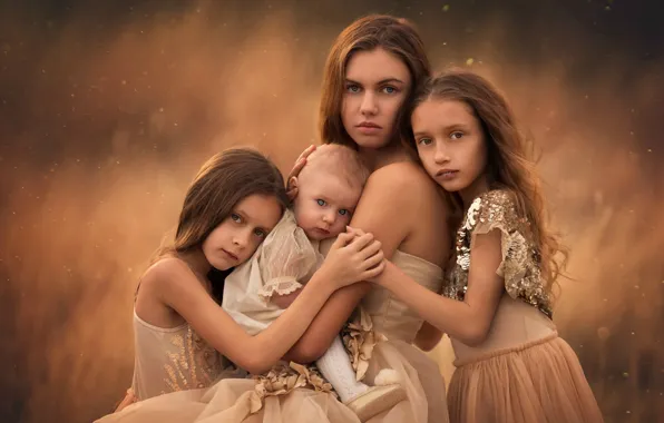 Love, children, mom, sisters