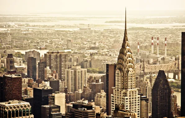 The city, view, building, home, New York, skyscrapers, roof, panorama