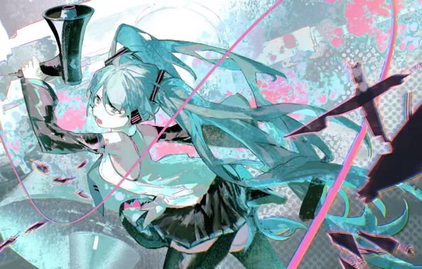 Girl, Hatsune Miku, Vocaloid, mouthpiece, Saclia