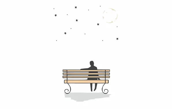 The moon, moon, stars, sitting on the bench, looking at the stars, looking at the …