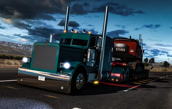Game, usa, truck, peterbilt, drive, ats, american truck simulator