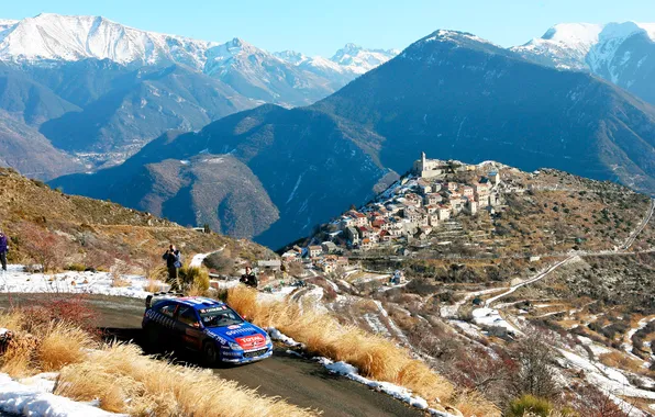 Picture Winter, Mountains, Blue, The city, Sport, Machine, Speed, Citroen