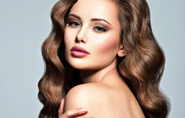 Picture look, girl, hands, makeup, girl, woman, brown, beautiful