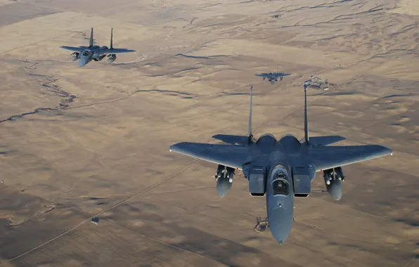 Picture fighters, three, Eagle, flight, F-15, "Eagle"