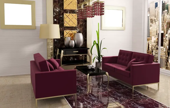 Picture design, style, room, interior, chair, apartment, purple