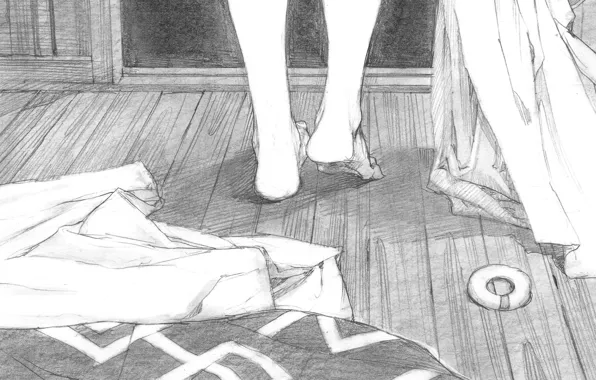 Picture feet, clothing, figure, pencil