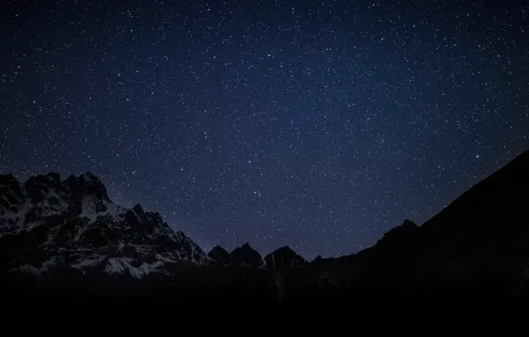 The sky, mountains, night, nature, rocks, stars, The Himalayas, Nepal