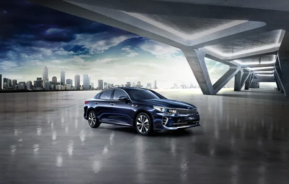 Side, KIA, blue, blue, Optima, GT, Optima GT, Kia Optima GT
