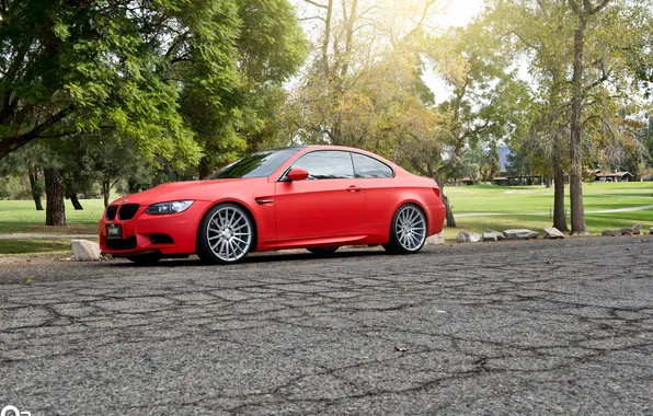 BMW, Red, Matte, Stance, Wheels