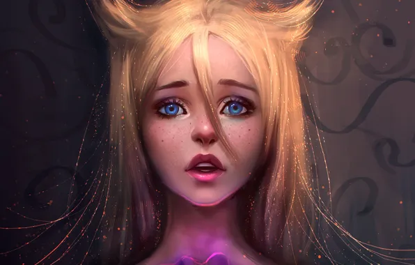 Picture eyes, look, girl, face, anime, art, blonde, lips