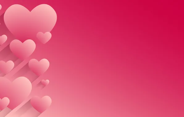 Picture abstraction, hearts, pink background