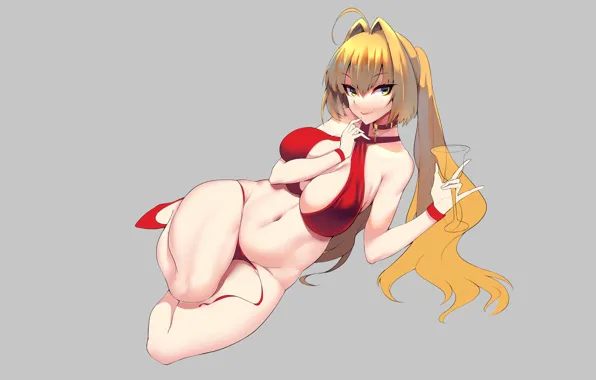 Picture girl, sexy, cleavage, long hair, boobs, saber, anime, beautiful