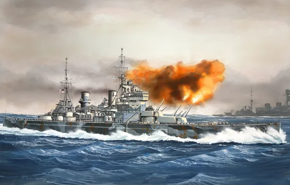 Ship, art, Navy, military, battleship, British, battleship, WW2