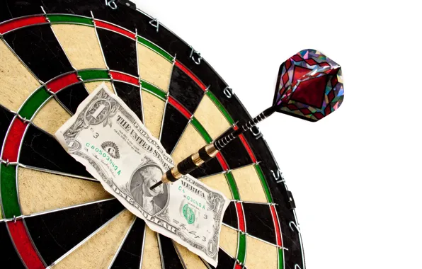 Picture note, dollar, dart target
