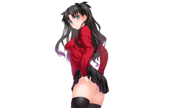 Picture girl, sexy, ass, Fate Stay Night, blouse, thighhighs, long hair, anime