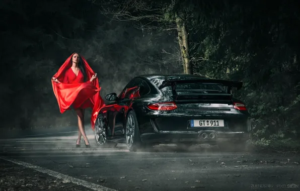 Picture 911, Porsche, Dark, Red, Beautiful, Model, GT3, Anne Fritzsche