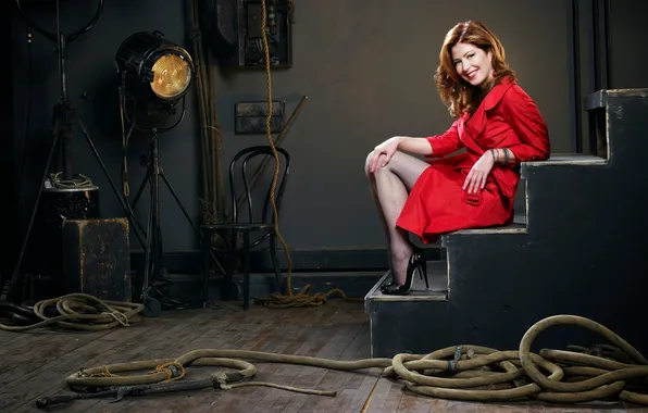 Picture cables, actress, chair, steps, beauty, spotlights, Dana Delany, Dana Delany