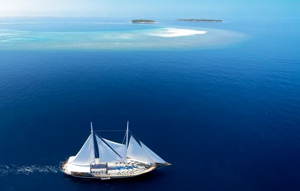 The ocean, sailboat, The Maldives, Dream Voyarge