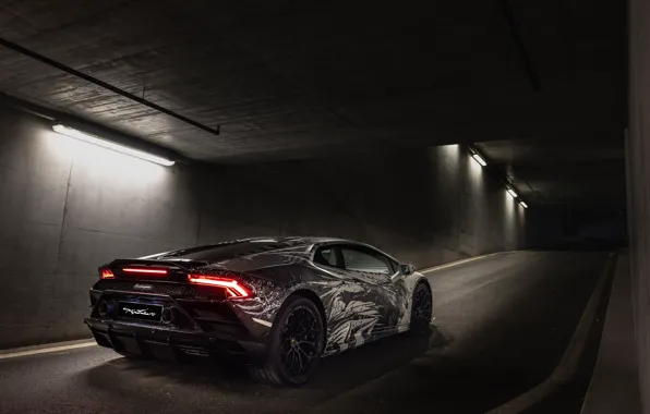Black and white, Lamborghini, Light, Black, evo, art, White, Rear view